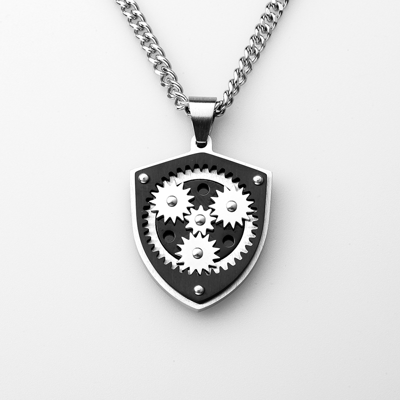 Collier à pendentif bicolore en acier inoxydable pour homme