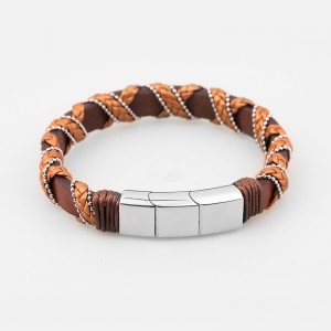 Bracelets en acier inoxydable bracelets multicouches poignets bracelets multicolores tricotés bracelets en cuir boucles magnétiques